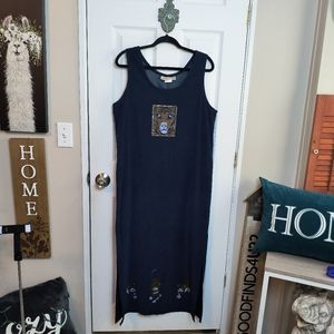 Sweet Jessie Blue Sleeveless Micro Suede Long Dress Tiger Size 12